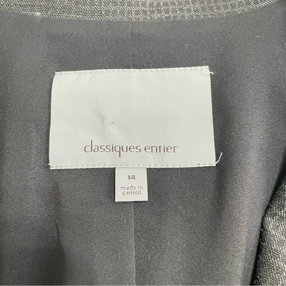 Classiques Entier Gray Patterned Two Button Blazer Jacket Sz 14 Career Workwear - Picture 7 of 12